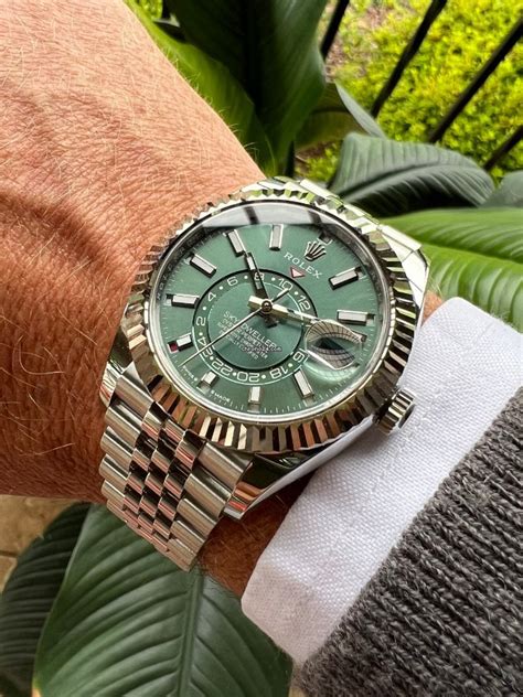 rolex sky dweller green jubilee